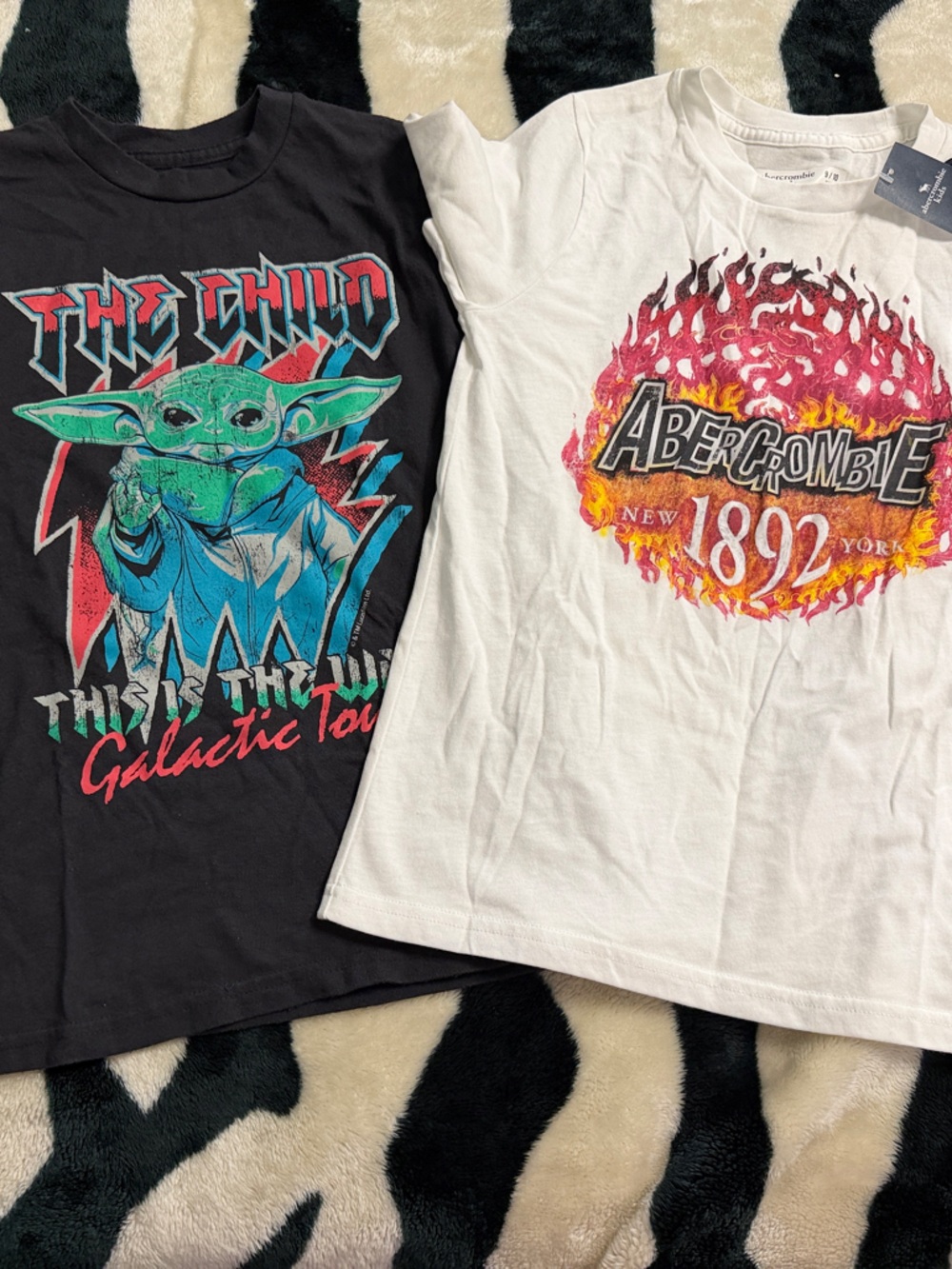 Abercrombie & Fitch White Tee with Flaming Logo Graphic